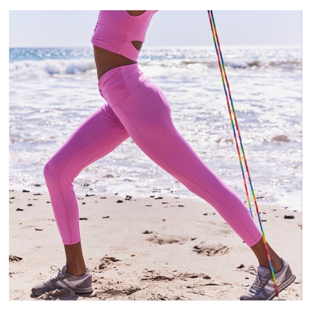 Free People High-Rise Ankle Breathe Deeper Leggings in Magenta